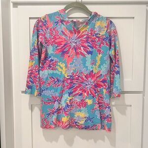 GUC Lilly Pulitzer girls hooded, long sleeved swimsuit coverup size L